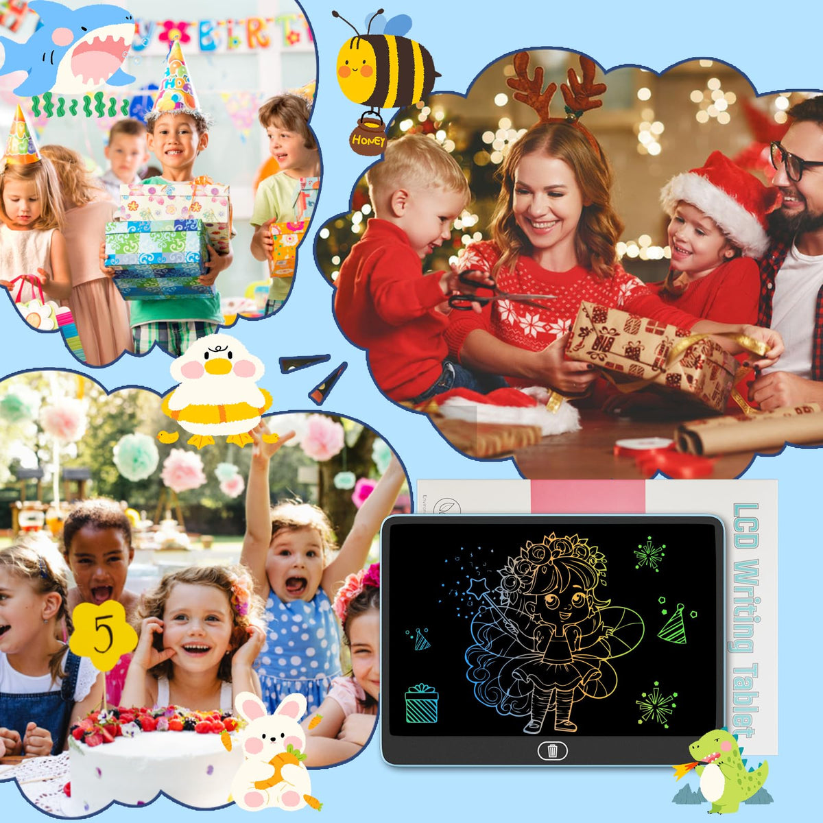 Electight 16-Inch LCD Writing Tablet for Kids Upgraded – Eye-Friendly Doodle Board for Ages 3-8