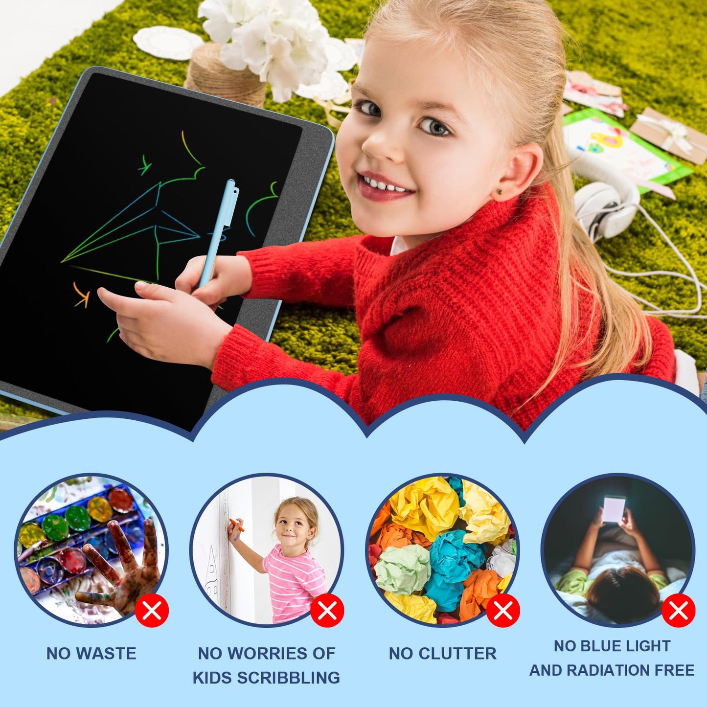Electight 16-Inch LCD Writing Tablet for Kids Upgraded – Eye-Friendly Doodle Board for Ages 3-8