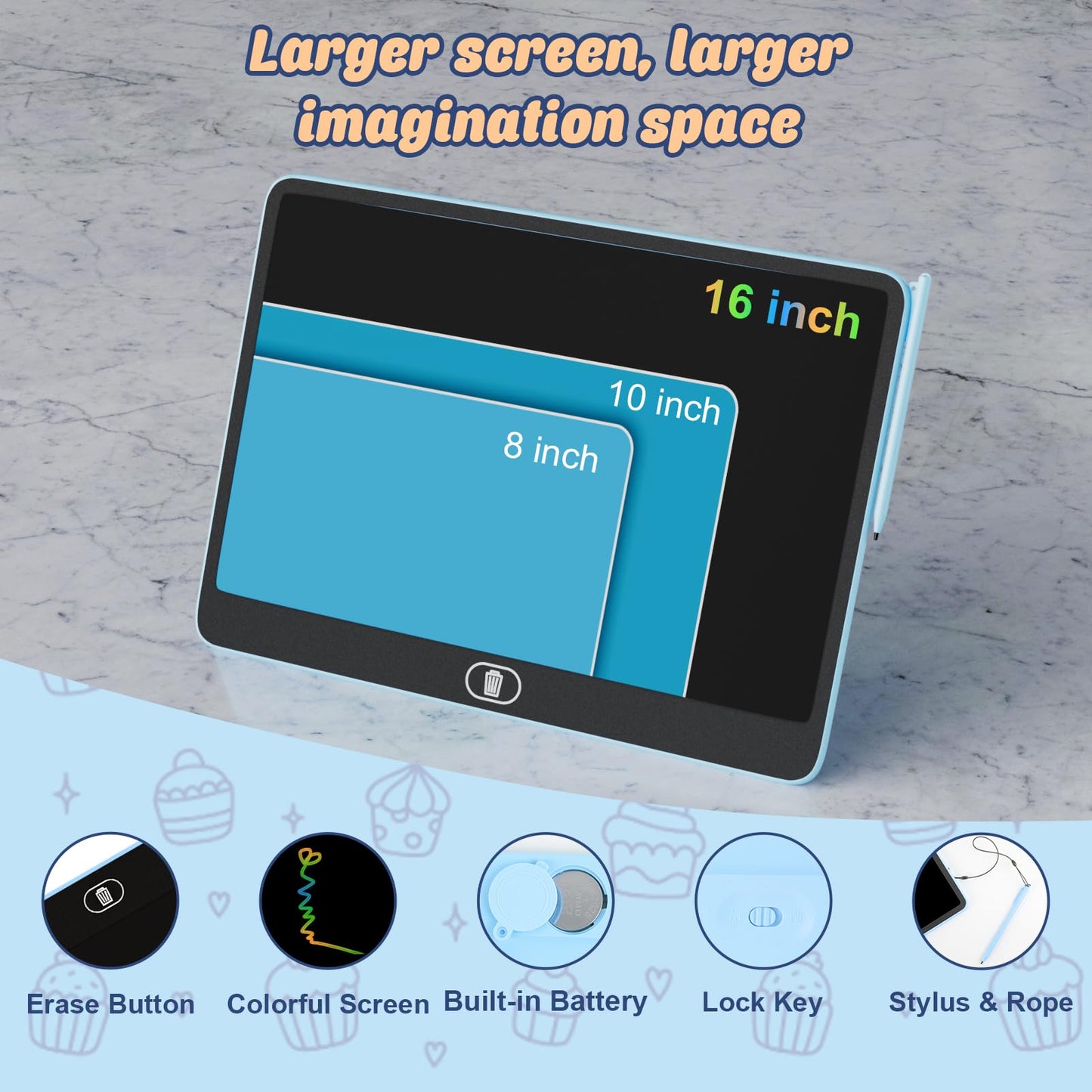 Electight 16-Inch LCD Writing Tablet for Kids Upgraded – Eye-Friendly Doodle Board for Ages 3-8