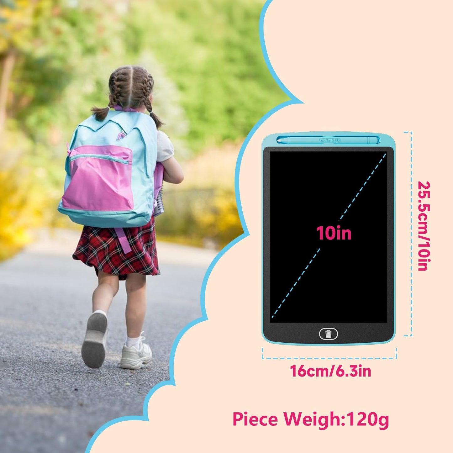 Electight 10-Inch LCD Writing Tablet — 3-Pack Colorful Doodle Boards, Lock & Erase, Eye Protection