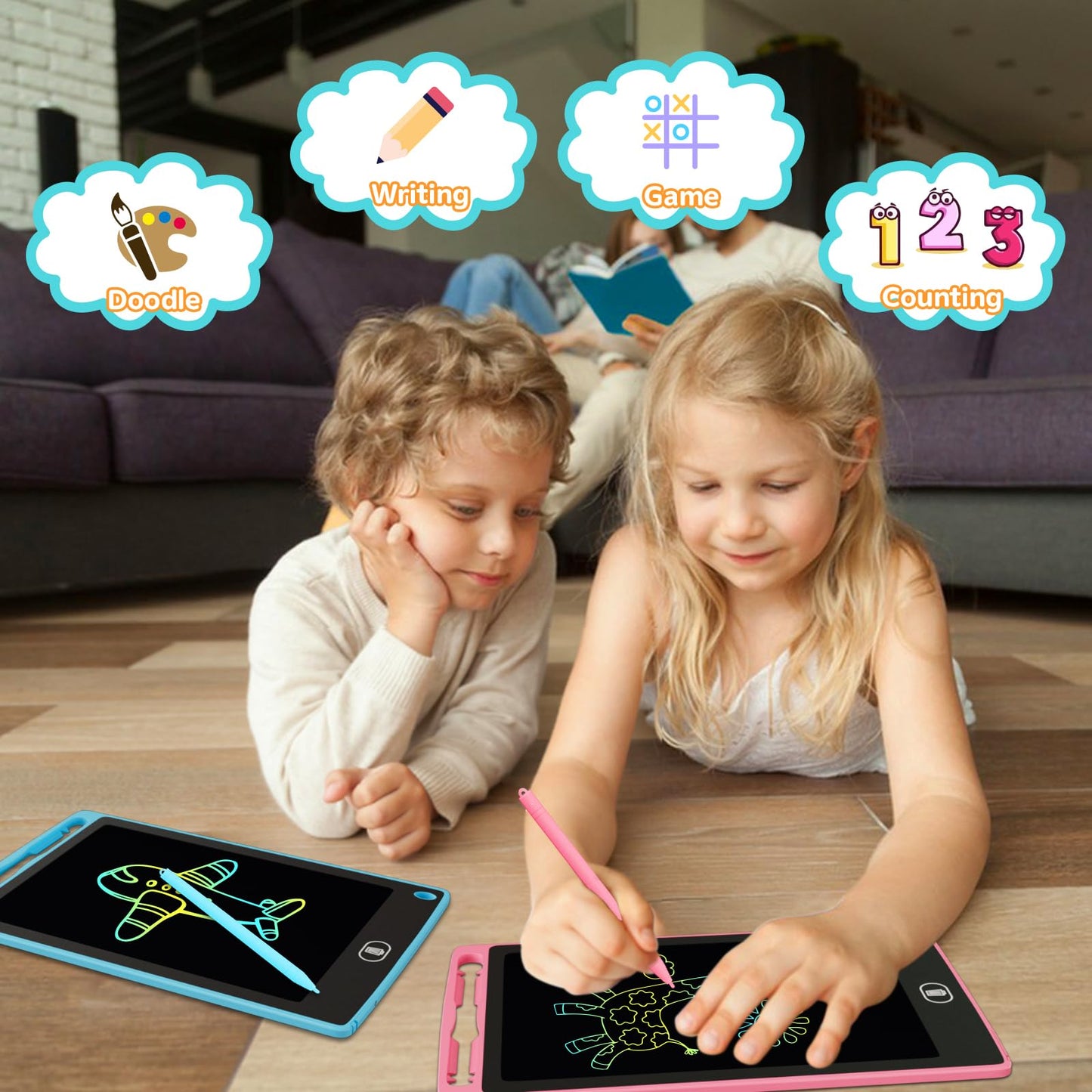 Electight 3-Pack Kids LCD Writing Tablet 8.5 Inch – Lock Screen, 3 Stylus Pens