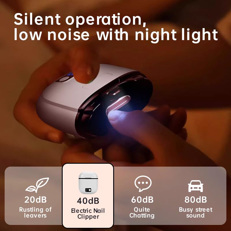 Electric Nail Clipper – 3-Speed USB-C Rechargeable Nail Trimmer with LED Light (Safe for Babies, Kids & Seniors)