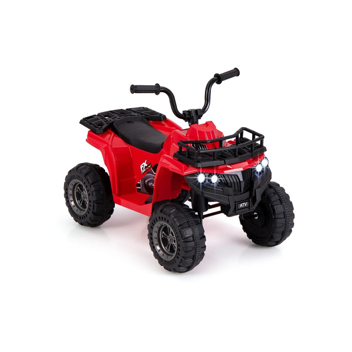 6V 4-Wheeler Quad Car with One-Button Start and Tread Tires-Black