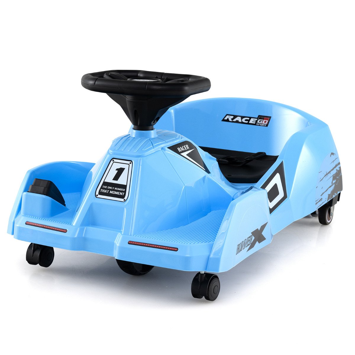 12V Electric Cleaning Go Kart Ride on Race Car with Detachable Mop-Blue