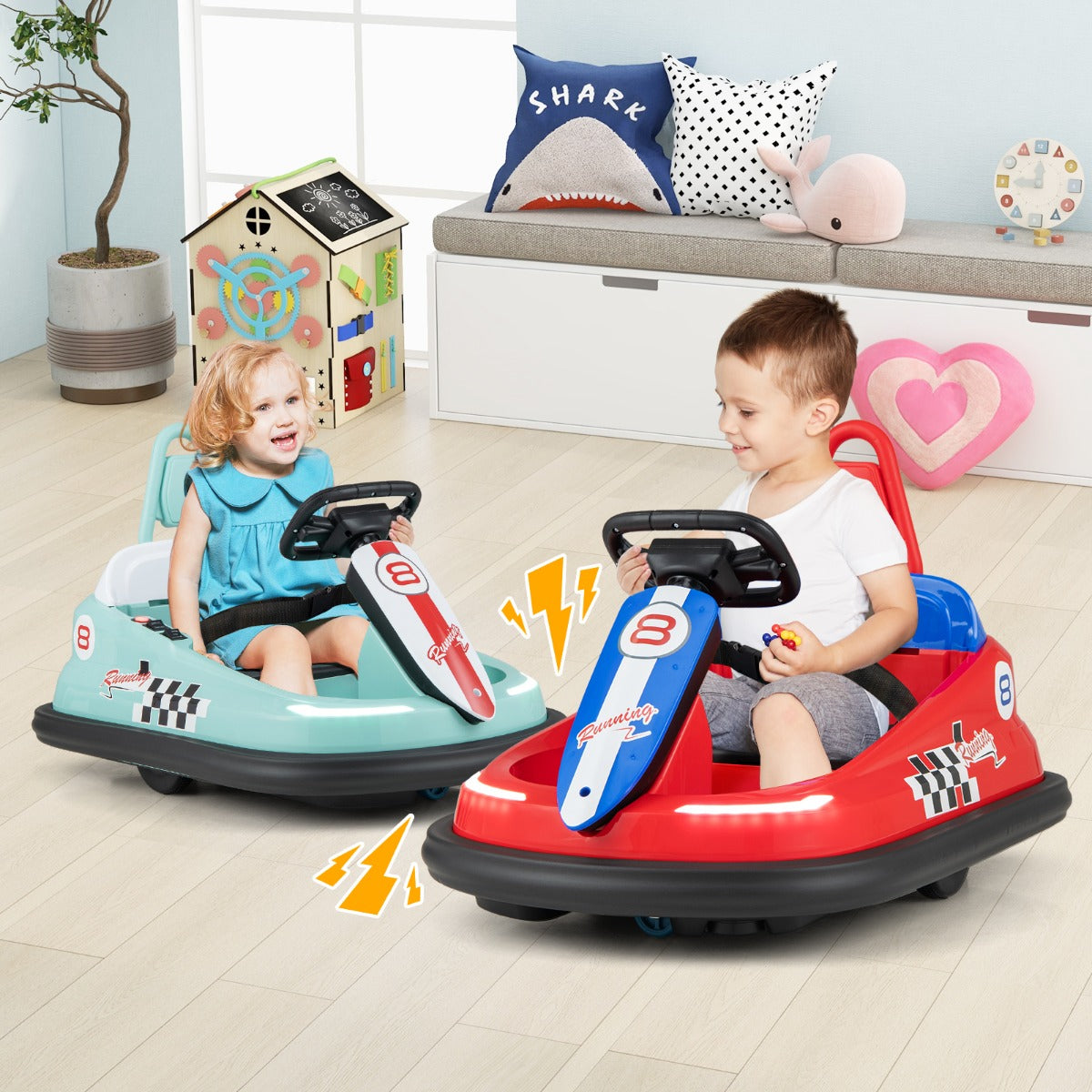 Electric kids Ride-on Bumper Car with 360° Spinning and Dual Motors-Navy