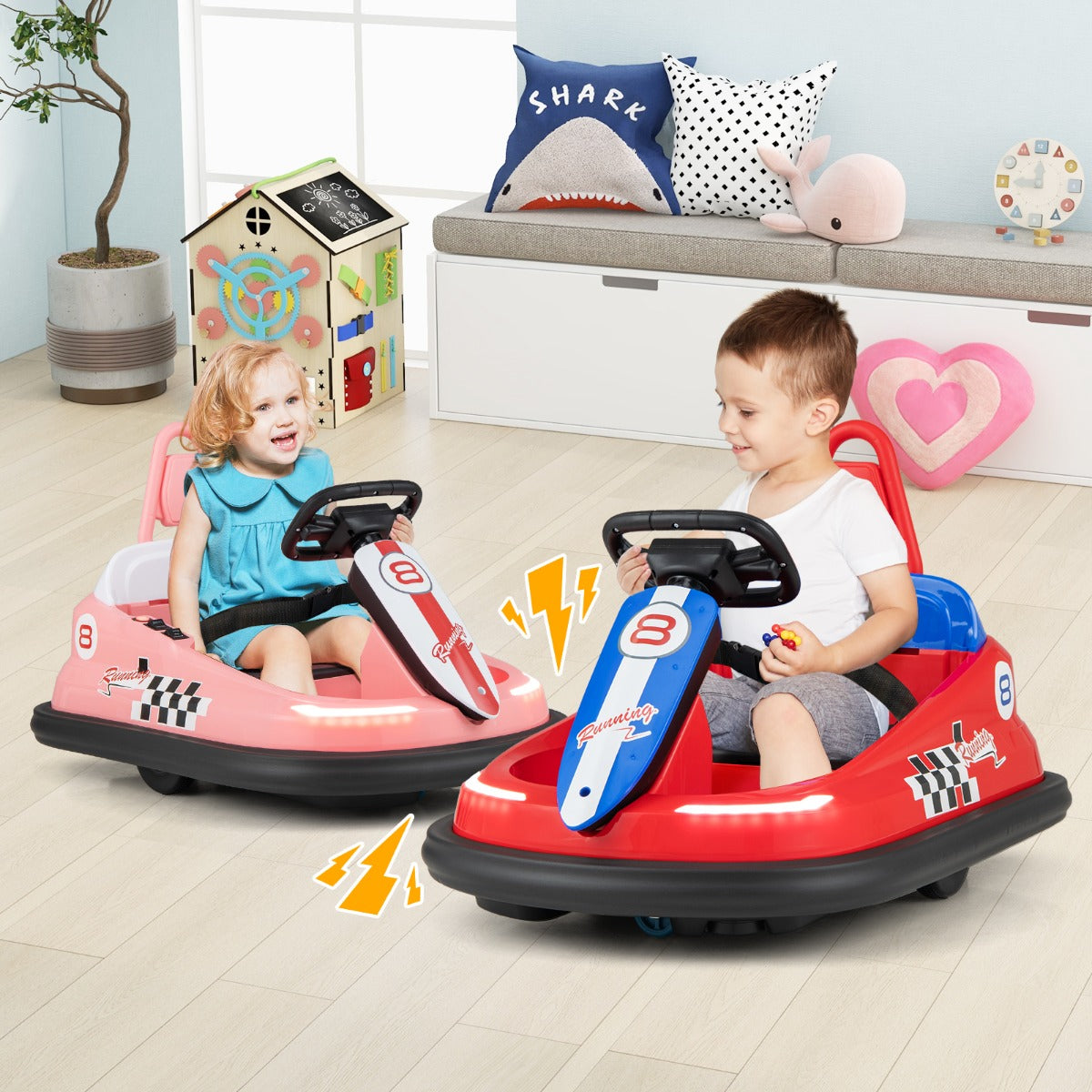 Electric kids Ride-on Bumper Car with 360° Spinning and Dual Motors-Navy