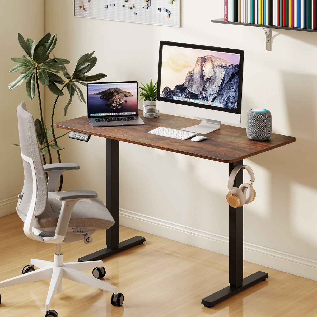 120 x 60 CM Electric Standing Computer Desk with 3 Memory Preset-Black
