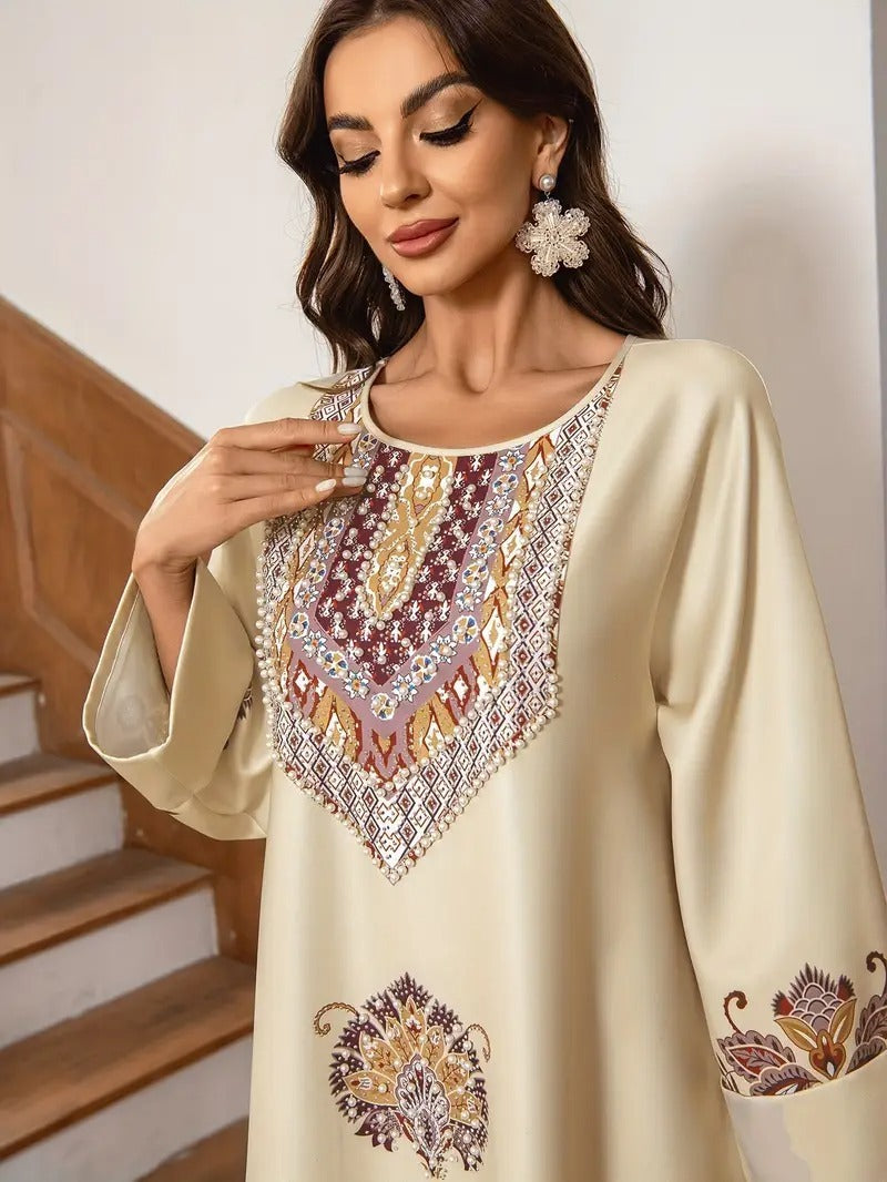 Elegant Floral Printed Abaya Dress, Modest Dress, Modest Fashion