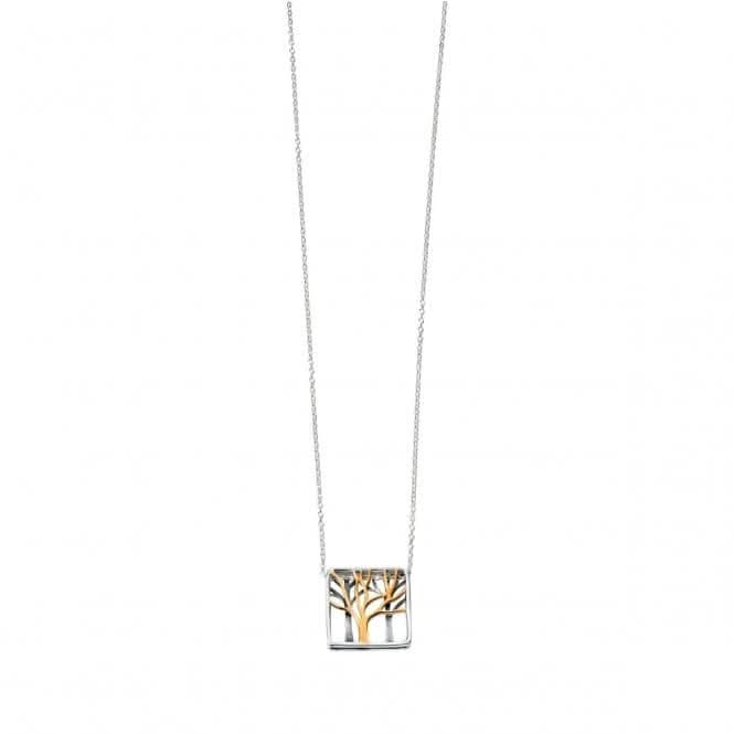 Elements Rhodium Plated Cut Out Tree Necklace N3828