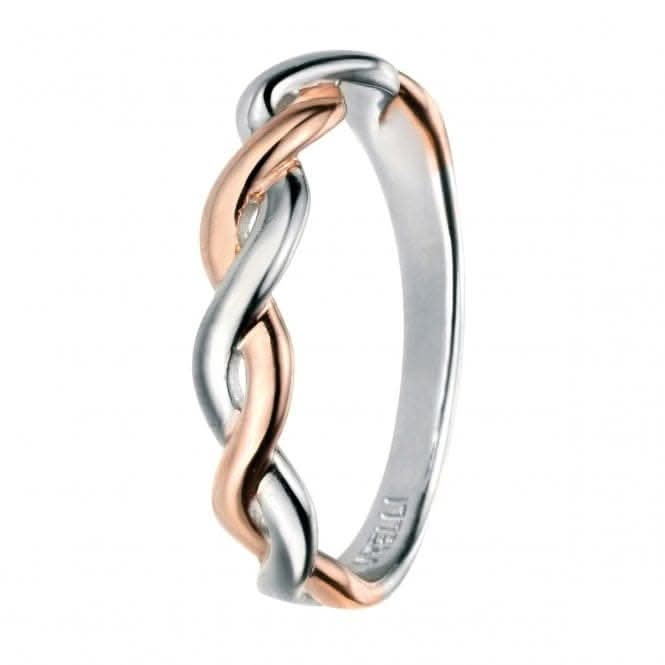 Elements Rose Gold And Rhodium Fixed Twist Ring R3434