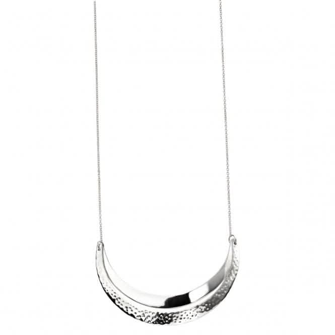 Elements Silver Curved Double Bar Hammered Detail Necklace N4092
