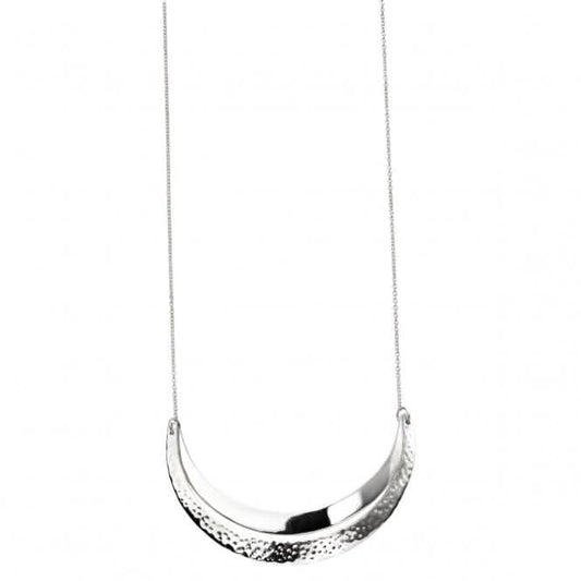 Elements Silver Curved Double Bar Hammered Detail Necklace N4092