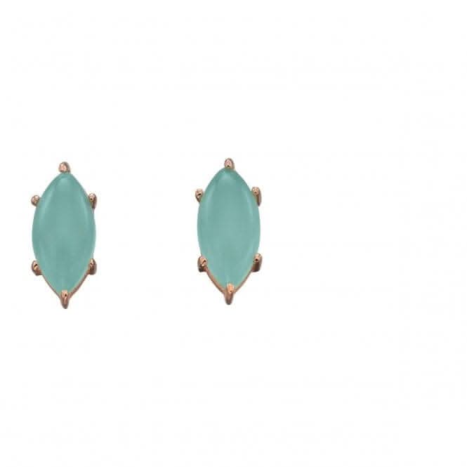 Elements Silver Marquise Cab Aqua Chalcedony Rose Gold Plate Earrings E5705T