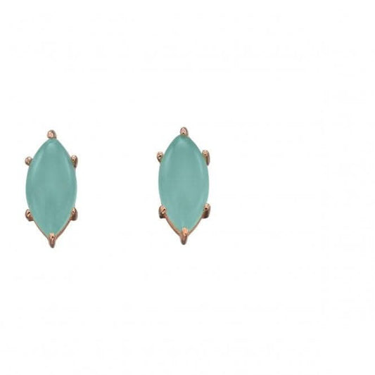 Elements Silver Marquise Cab Aqua Chalcedony Rose Gold Plate Earrings E5705T