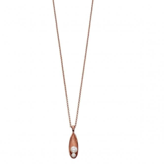 Elements Silver Rose Gold Plate & Pearl Drop Pendant P4548P