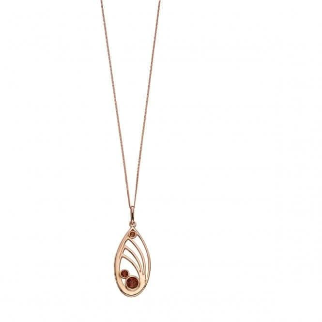 Elements Silver Rose Gold Plate Quilling Swarovski Smoky Topaz Pendant P4538Y