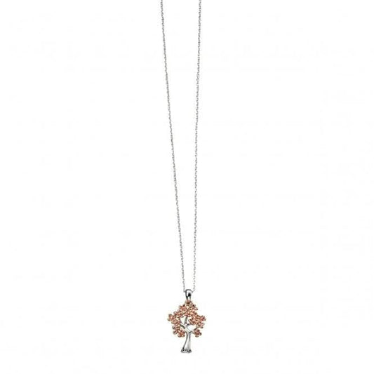 Elements Silver Rose Gold Plated Tree Shape Pendant P4004Z364N3180