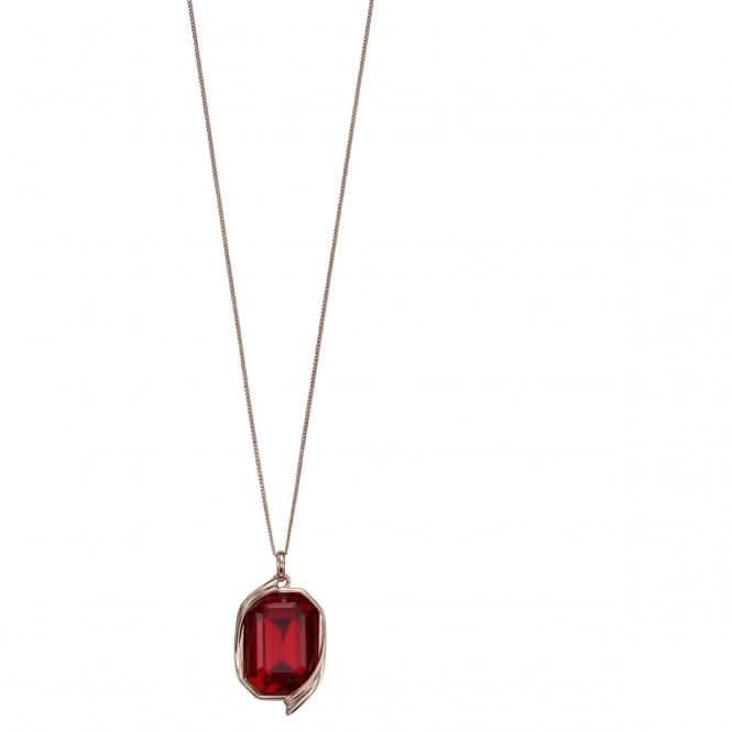 Elements Silver Siam Red Swarovski Rose Gold Plate Ribbon Pendant P4687R