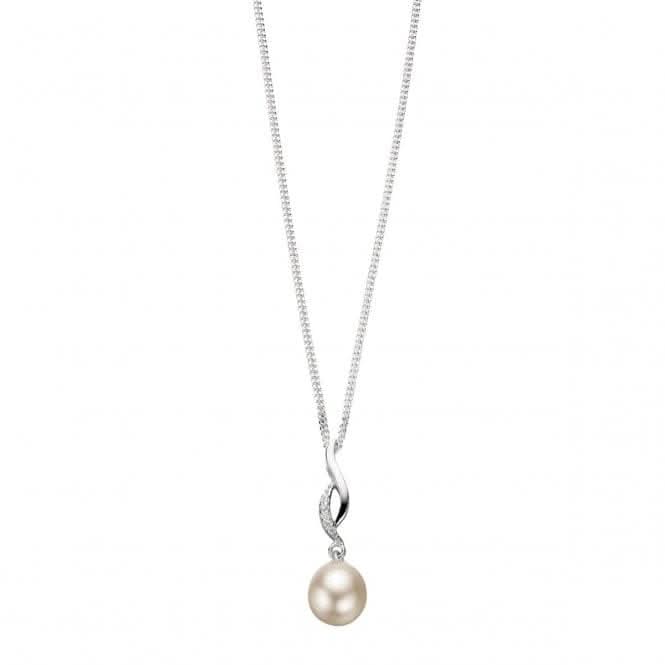 Elements Silver Twisted Pendant With Pearl And CZ P3452WZ364N724