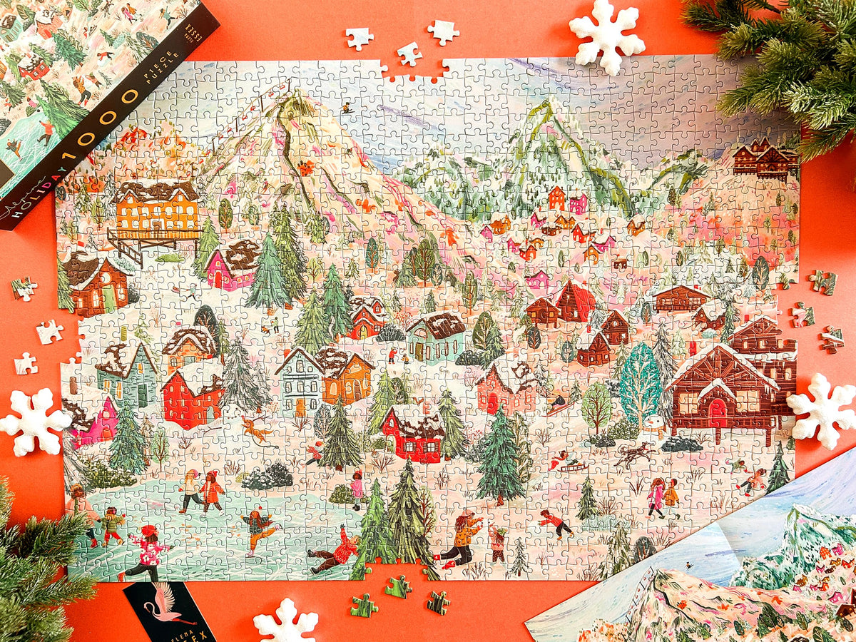 Elena Essex 1000-Piece Christmas Puzzle – Alpine Holiday Landscape | Eco-Friendly Jigsaw