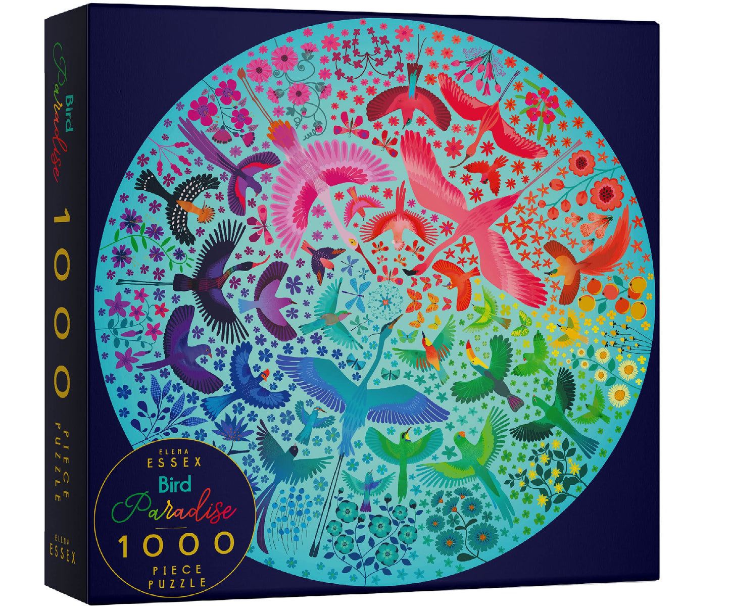 Elena Essex Puzzles for Adults - Bird Paradise 1000-Piece Round Puzzle, 26.5 Inch Diameter