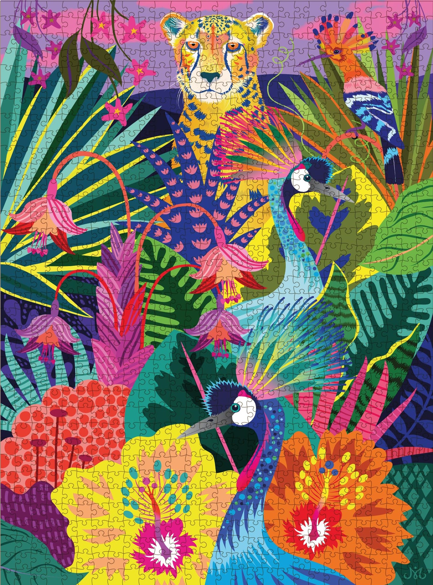 Elena Essex 1000-Piece Wilderness Safari Puzzle for Adults — Colorful Jungle Cheetah (Finished Size 27.5 x 19.7 inches)