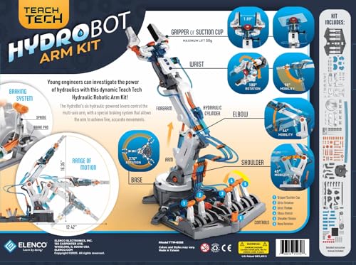 Elenco Teach Tech Hydrobot Arm Kit – Hydraulic STEM Robotic Arm for Kids 12+
