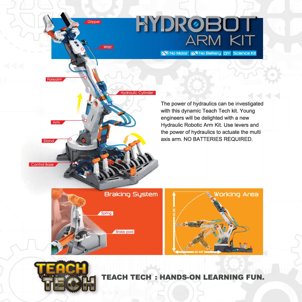 Elenco Teach Tech Hydrobot Arm Kit – Hydraulic STEM Robotic Arm for Kids 12+