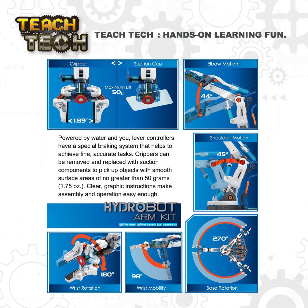 Elenco Teach Tech Hydrobot Arm Kit – Hydraulic STEM Robotic Arm for Kids 12+