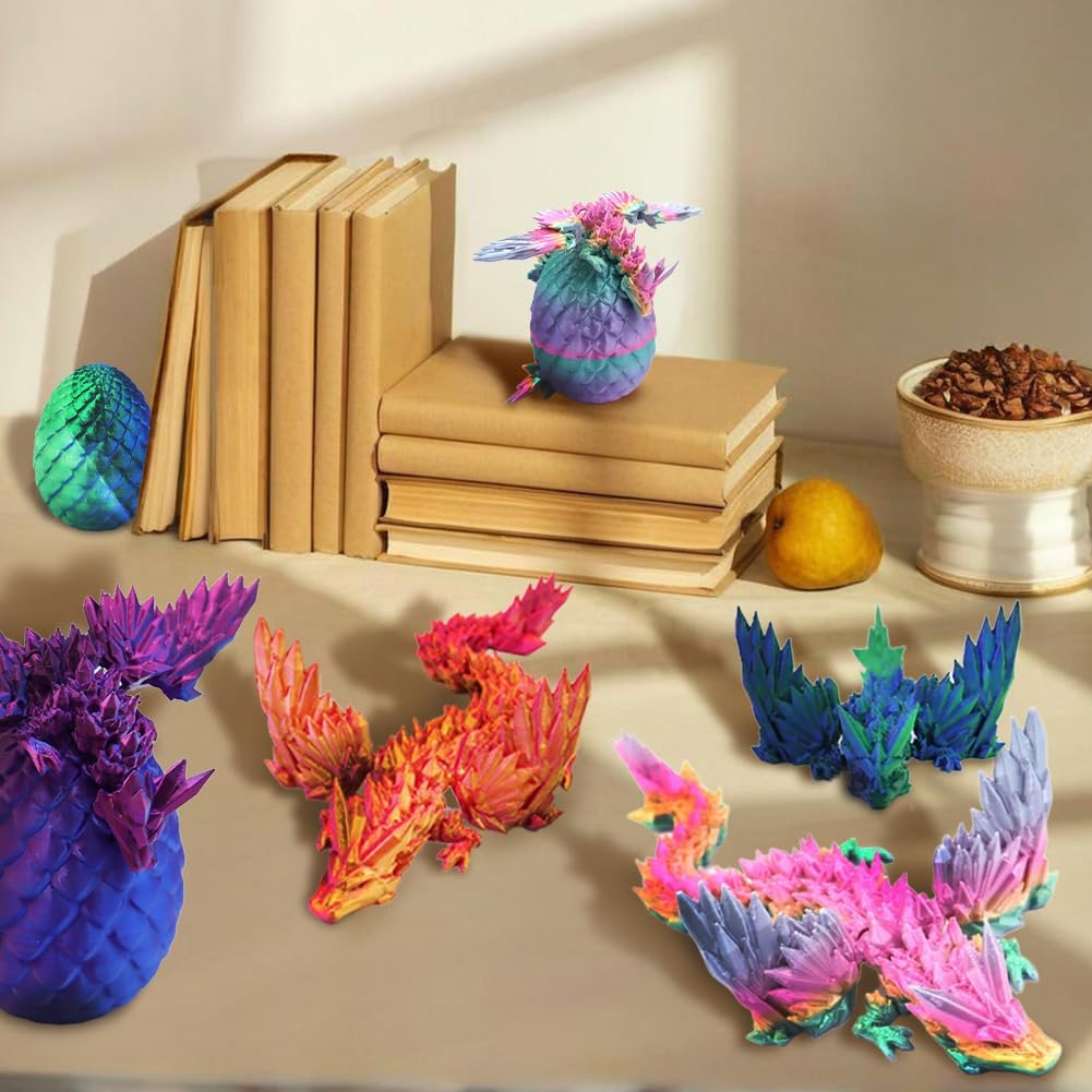 ELETON 4 Pack 3D Printed Dragon Egg Toys – Fidget Toys for Focus, Play & Decor (4 PCS)