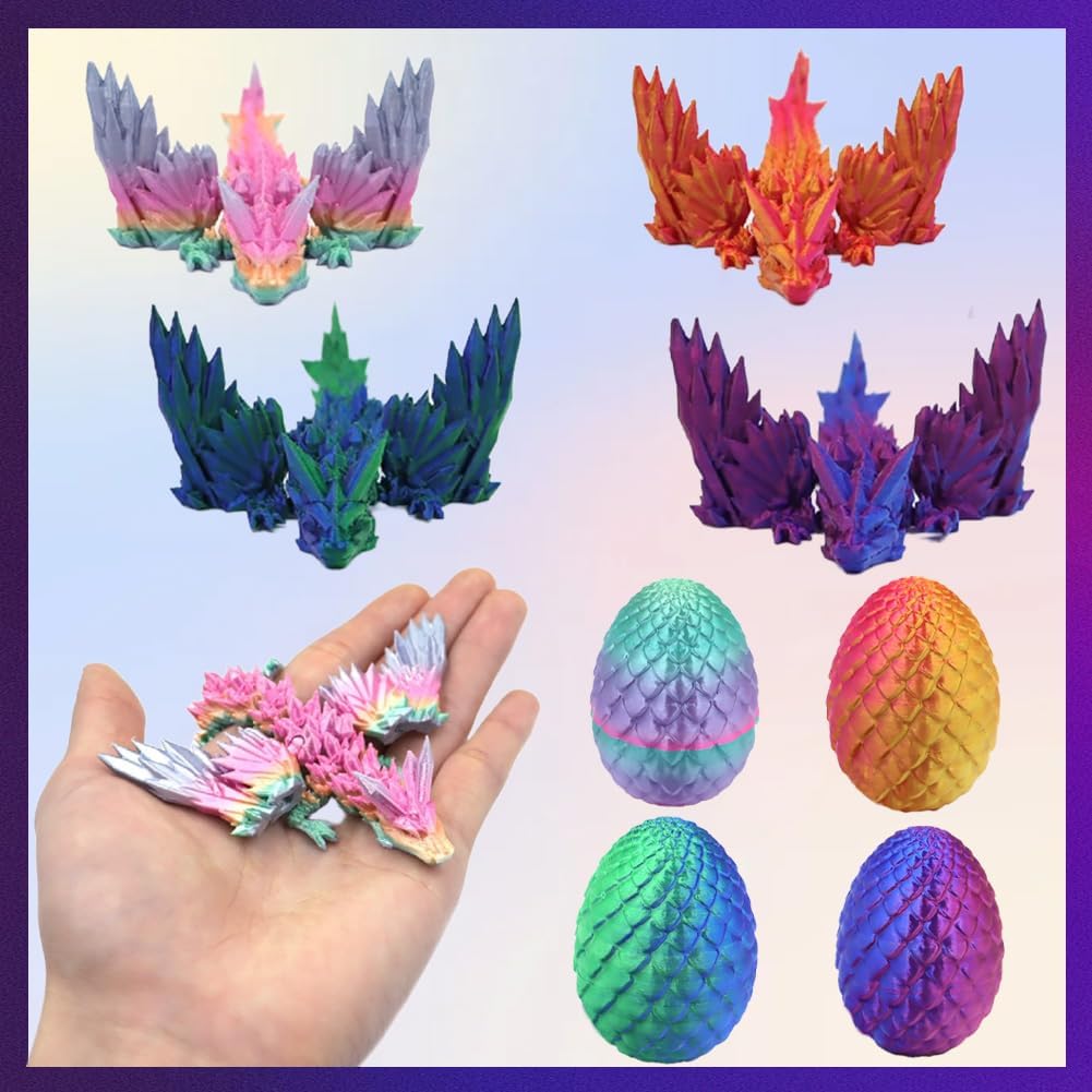 ELETON 4 Pack 3D Printed Dragon Egg Toys – Fidget Toys for Focus, Play & Decor (4 PCS)