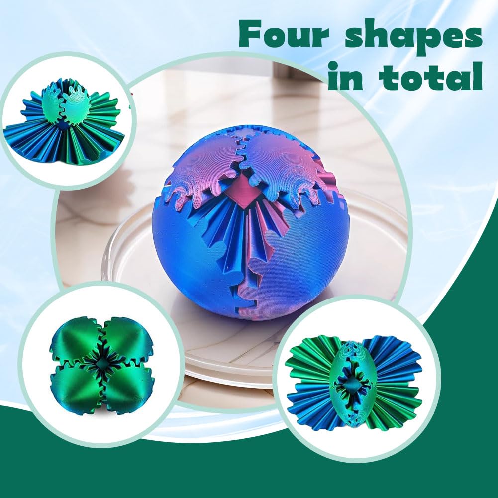 ELETON Gear Sphere: 4-Pack 3D Printed Gear Ball Fidget Toys for Focus and Relaxation