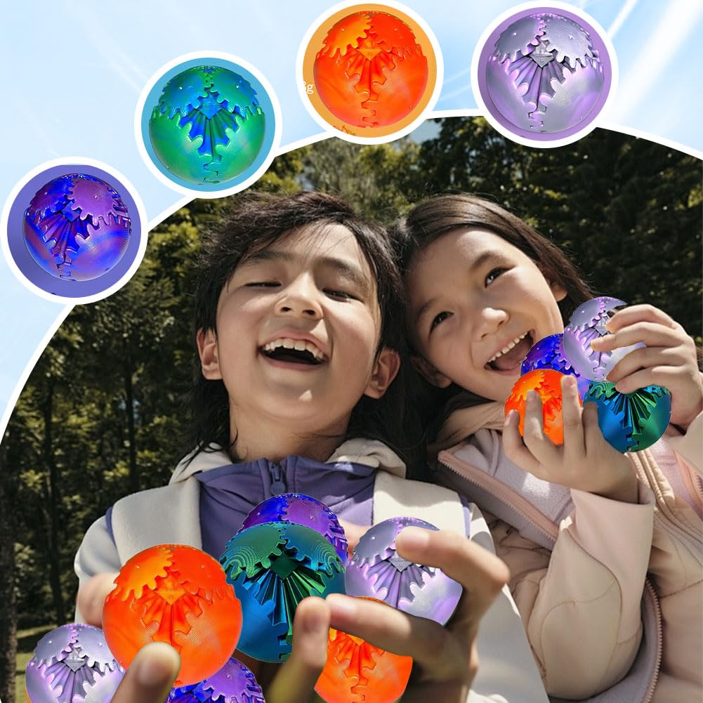 ELETON Gear Sphere: 4-Pack 3D Printed Gear Ball Fidget Toys for Focus and Relaxation