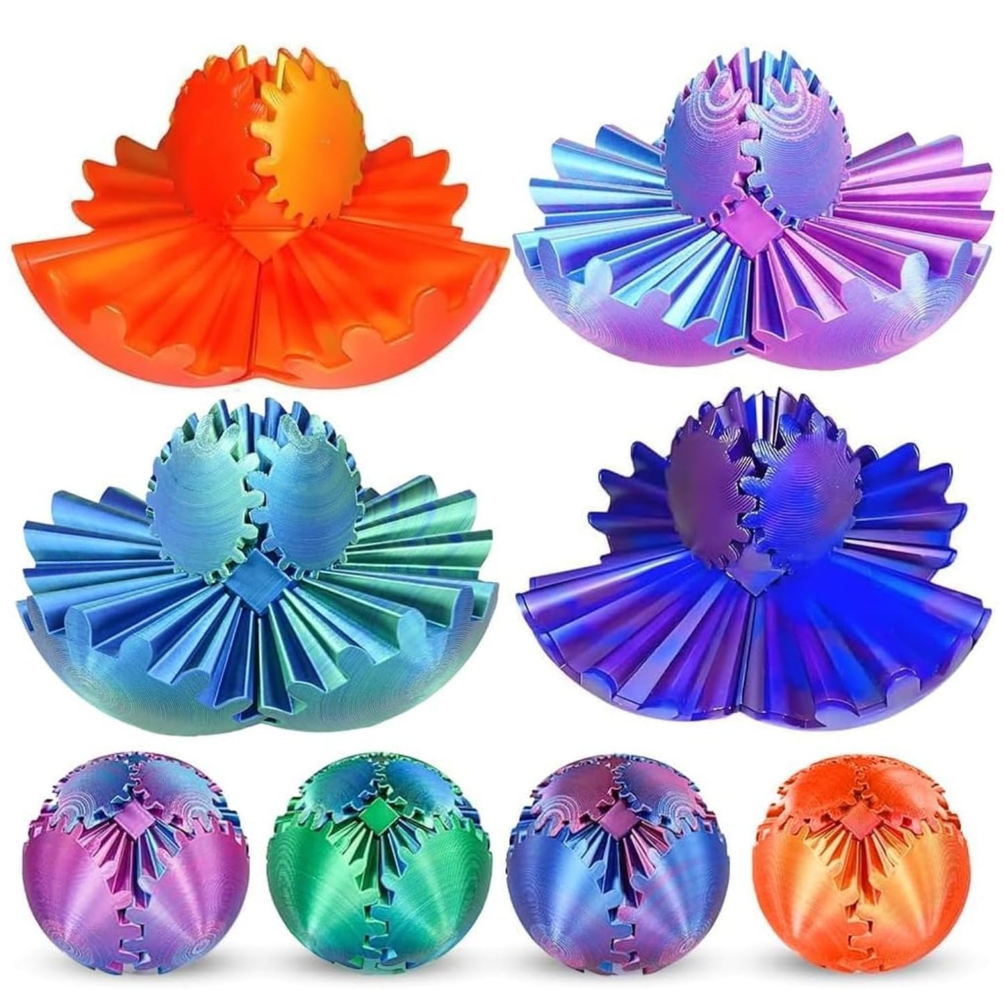 ELETON Gear Sphere: 4-Pack 3D Printed Gear Ball Fidget Toys for Focus and Relaxation
