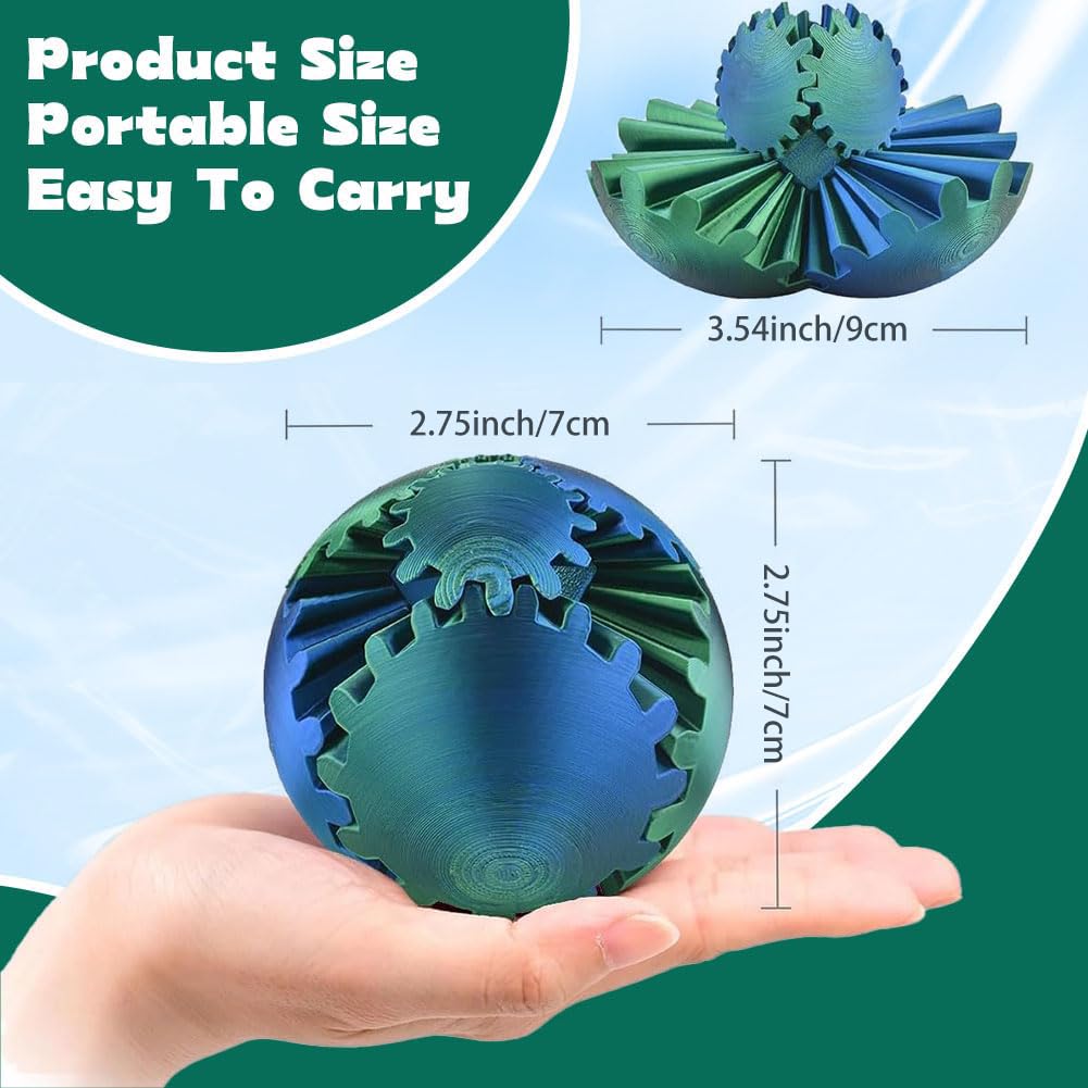 ELETON Gear Sphere: 4-Pack 3D Printed Gear Ball Fidget Toys for Focus and Relaxation