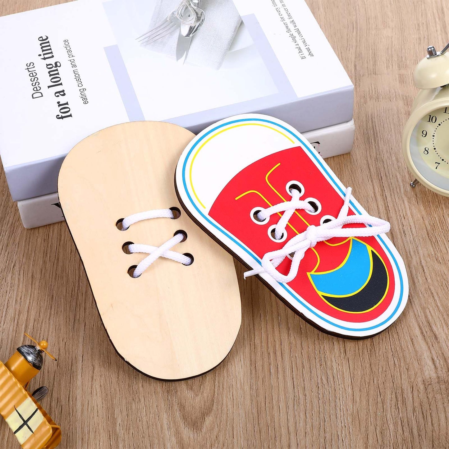 ElevateTech 2-Pcs Wooden Lacing Shoe Board — Tying Practice & Fine Motor Learning