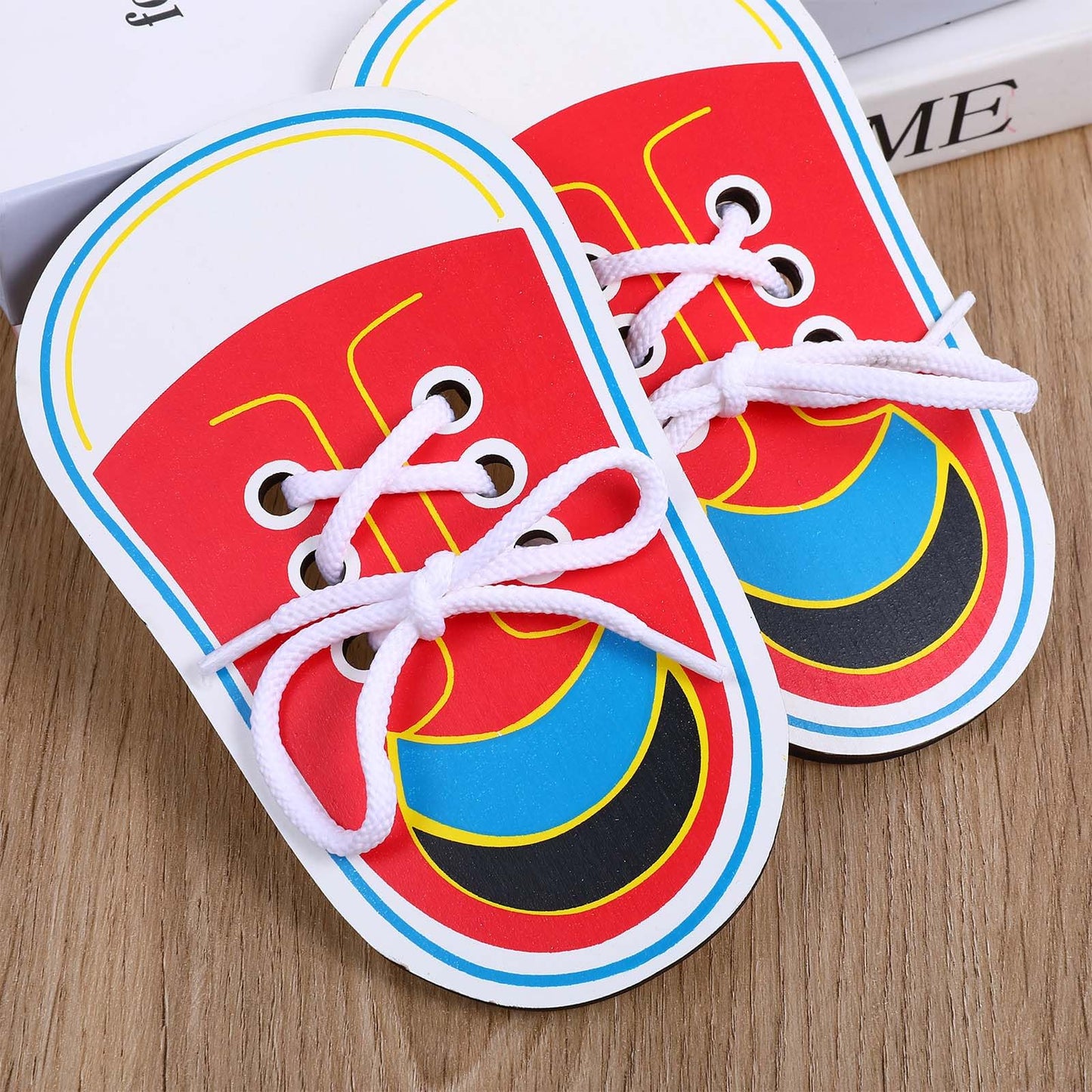 ElevateTech 2-Pcs Wooden Lacing Shoe Board — Tying Practice & Fine Motor Learning