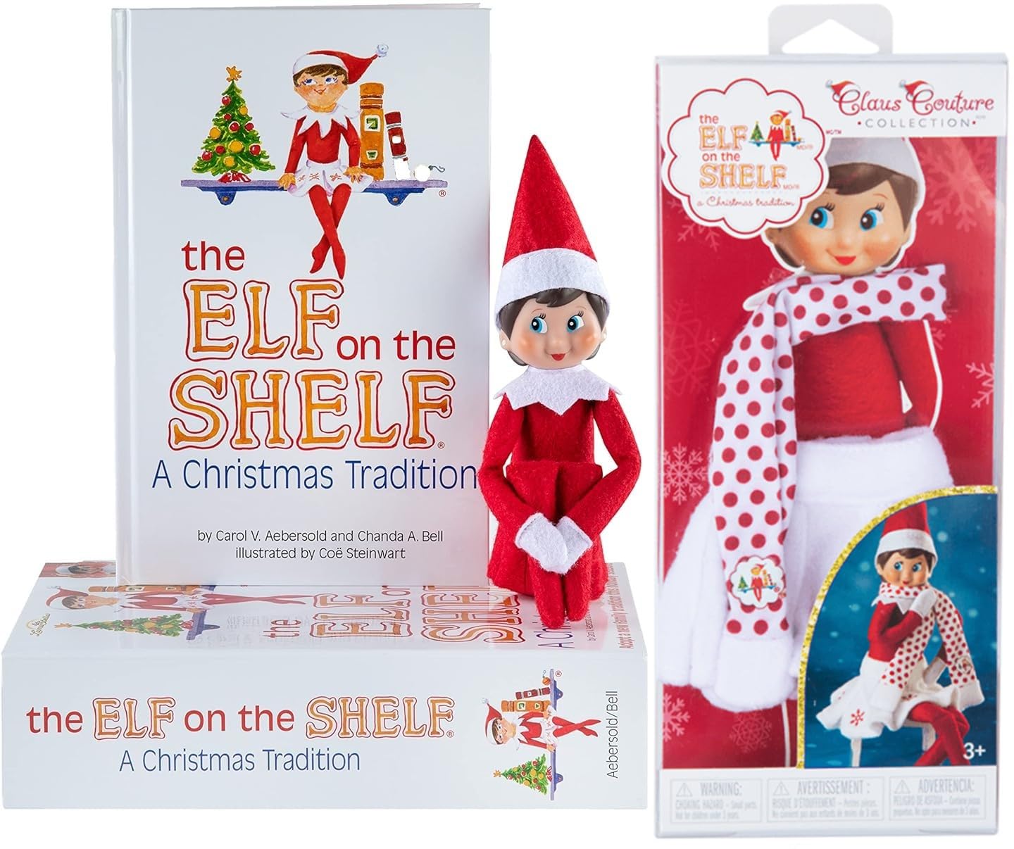 The Elf on the Shelf Christmas Tradition Box Set — Blue-Eyed Girl Scout Elf, Story Book & Claus Couture Snowflake Skirt & Scarf