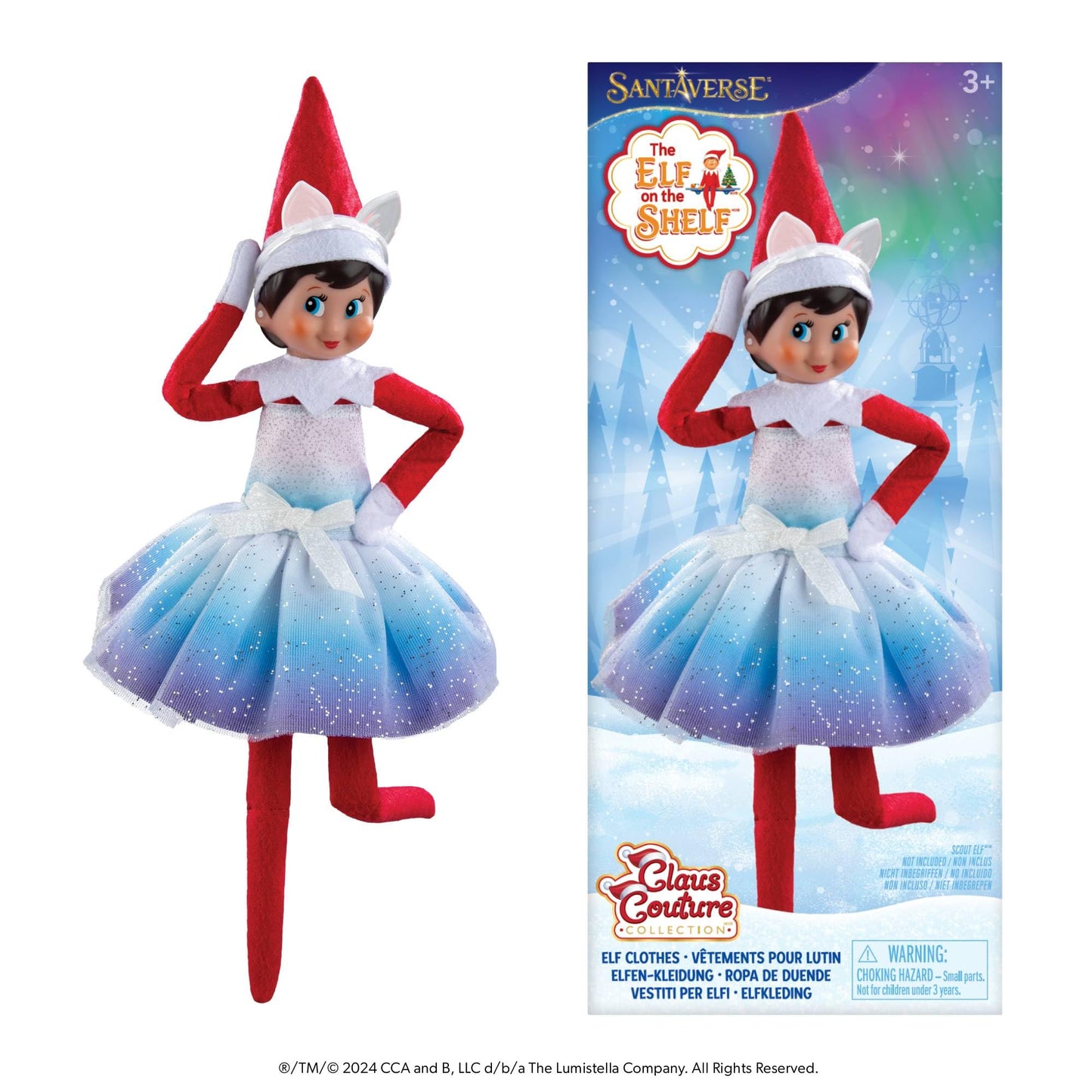 The Elf on the Shelf Claus Couture: Extraordinary Noorah Party Dress with Northern Lights & Fox-Ear Crown