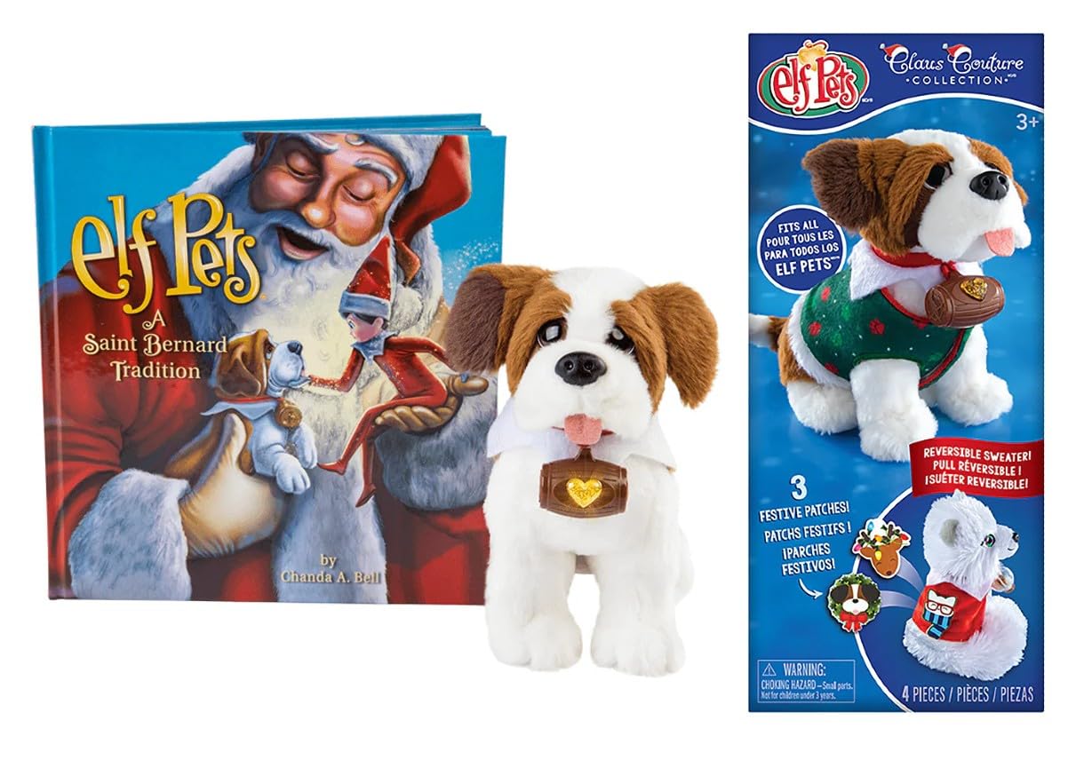 Elf Pets Saint Bernard Bundle by The Elf on the Shelf — Tradition Storybook & Claus Couture Sweater
