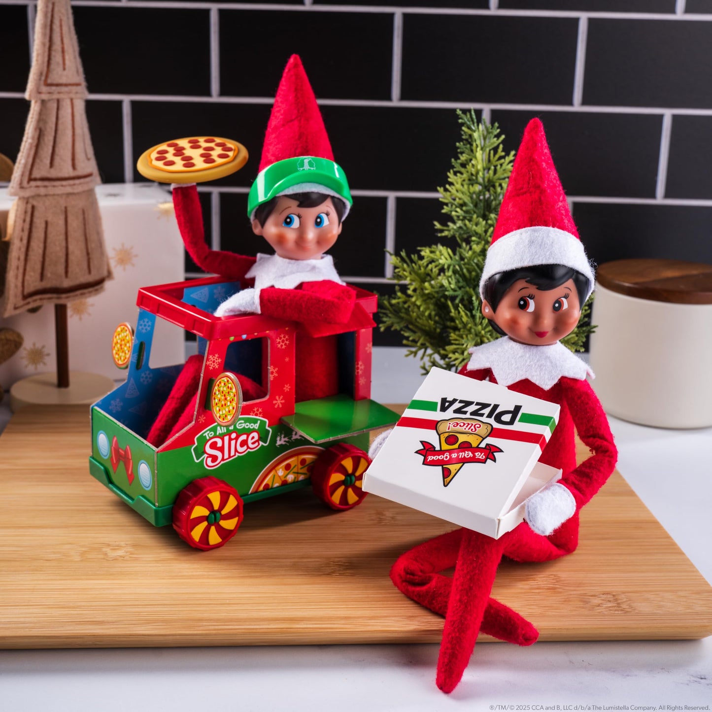 The Elf on the Shelf Polar Props: Polar Pizza Truck & Elf Scene Accessories
