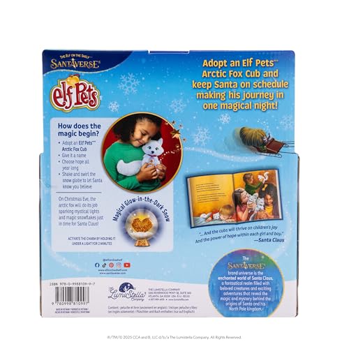 Elf Pets Arctic Fox Tradition | Huggable Elf Pet with Storybook, Snow Globe Charm & Adoption Certificate | The Elf on the Shelf