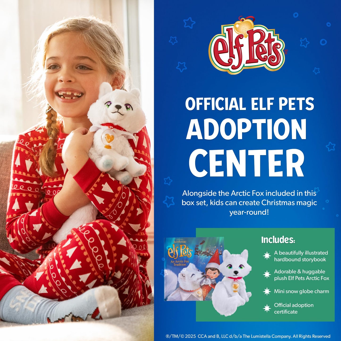 Elf Pets Arctic Fox Tradition | Huggable Elf Pet with Storybook, Snow Globe Charm & Adoption Certificate | The Elf on the Shelf