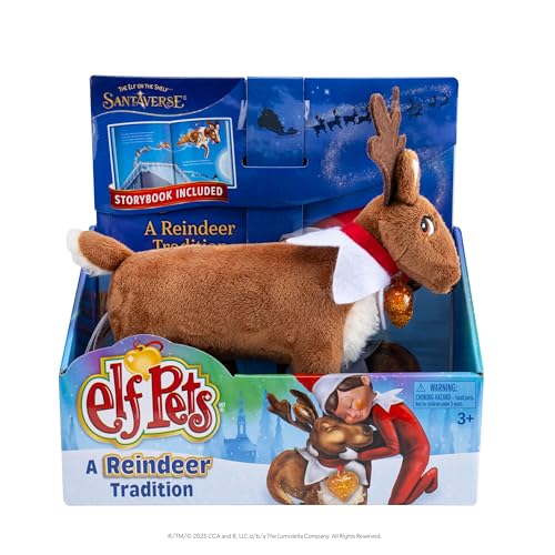 Elf Pets: A Reindeer Tradition — Illustrated Storybook & Reindeer Plush with Golden Heart Charm
