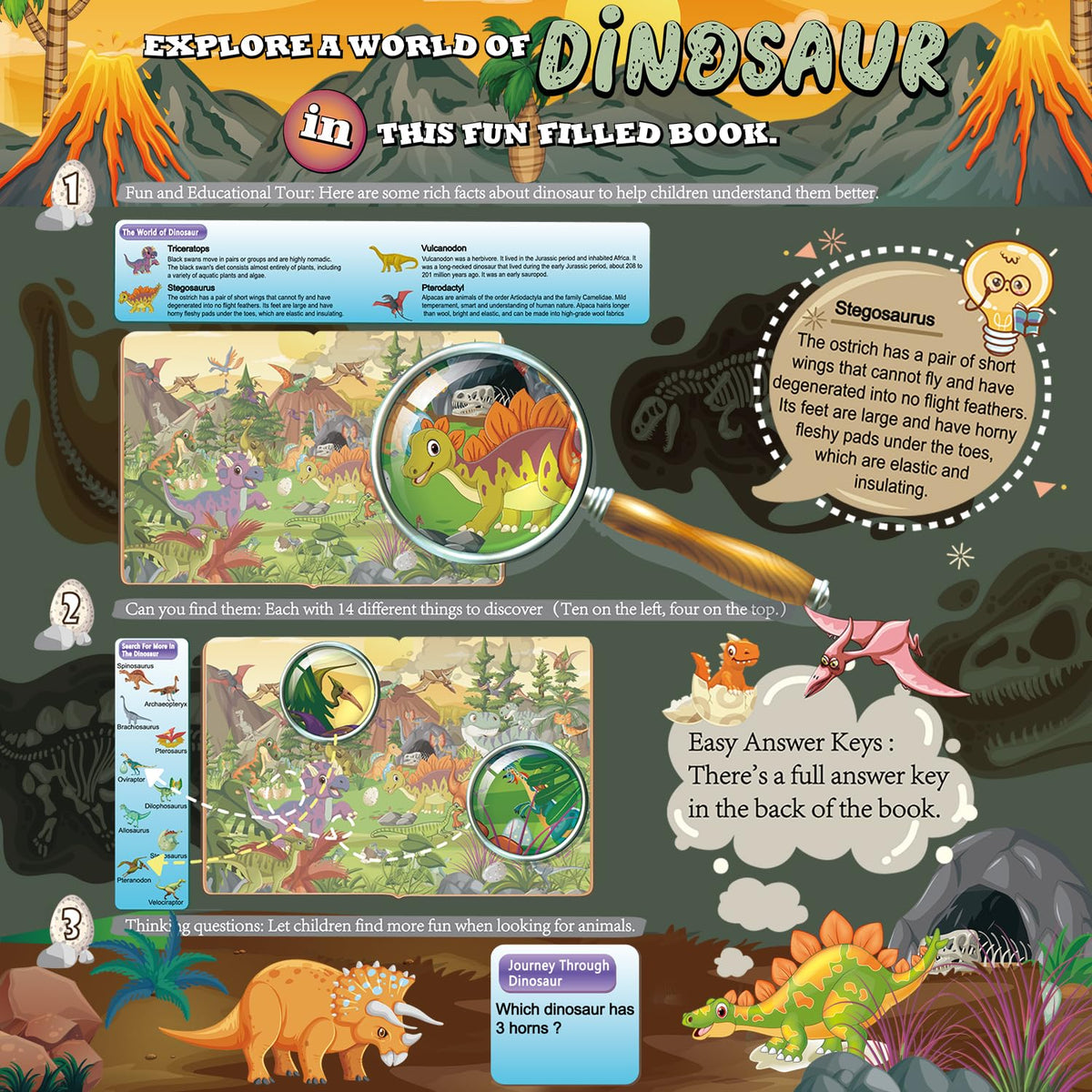 Elfew 4 Pack Puzzle Book for Kids 4-8 | Find & Learn: Ocean, Zoo, Jurassic, Forest