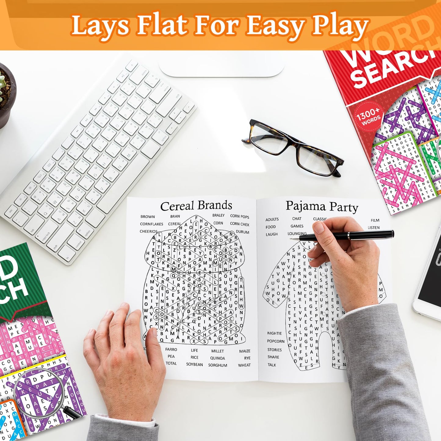 Elfew 8000+ Large Print Word Search 6-Pack — 330+ Themes & Shaped Puzzles