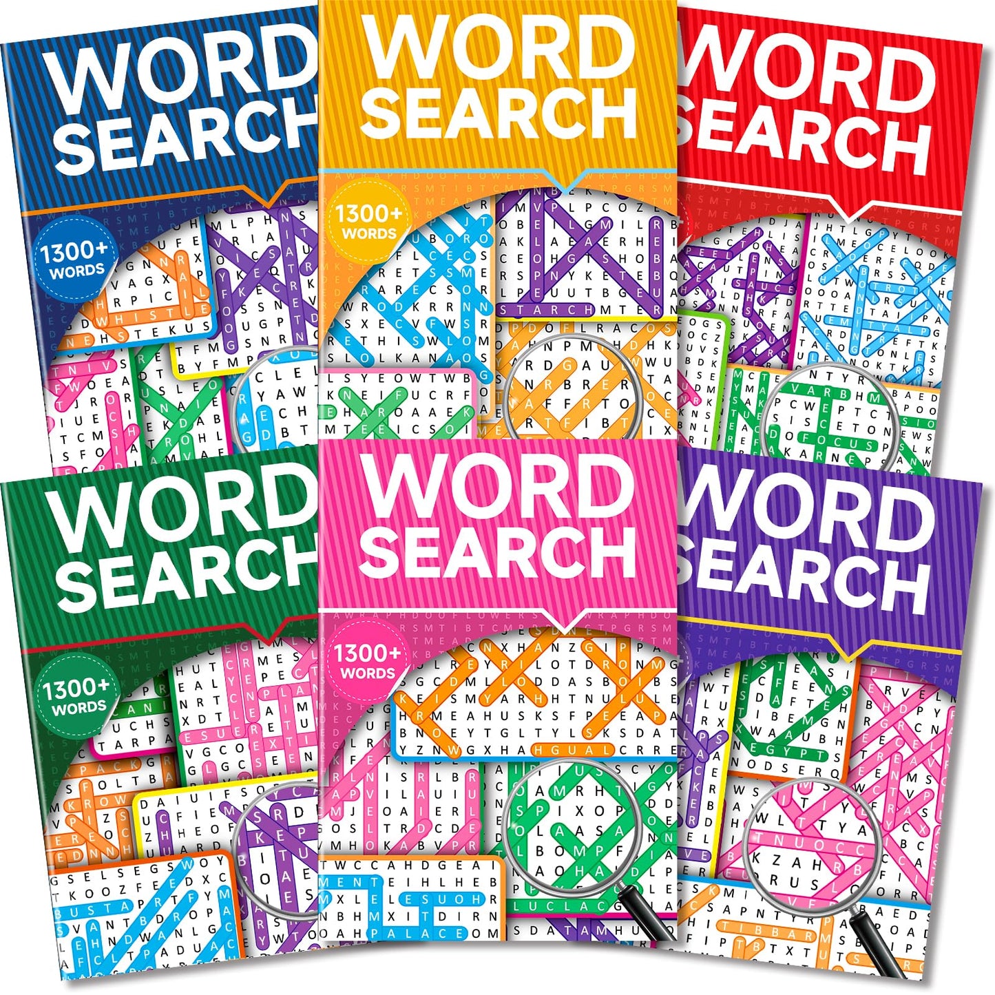 Elfew 8000+ Large Print Word Search 6-Pack — 330+ Themes & Shaped Puzzles