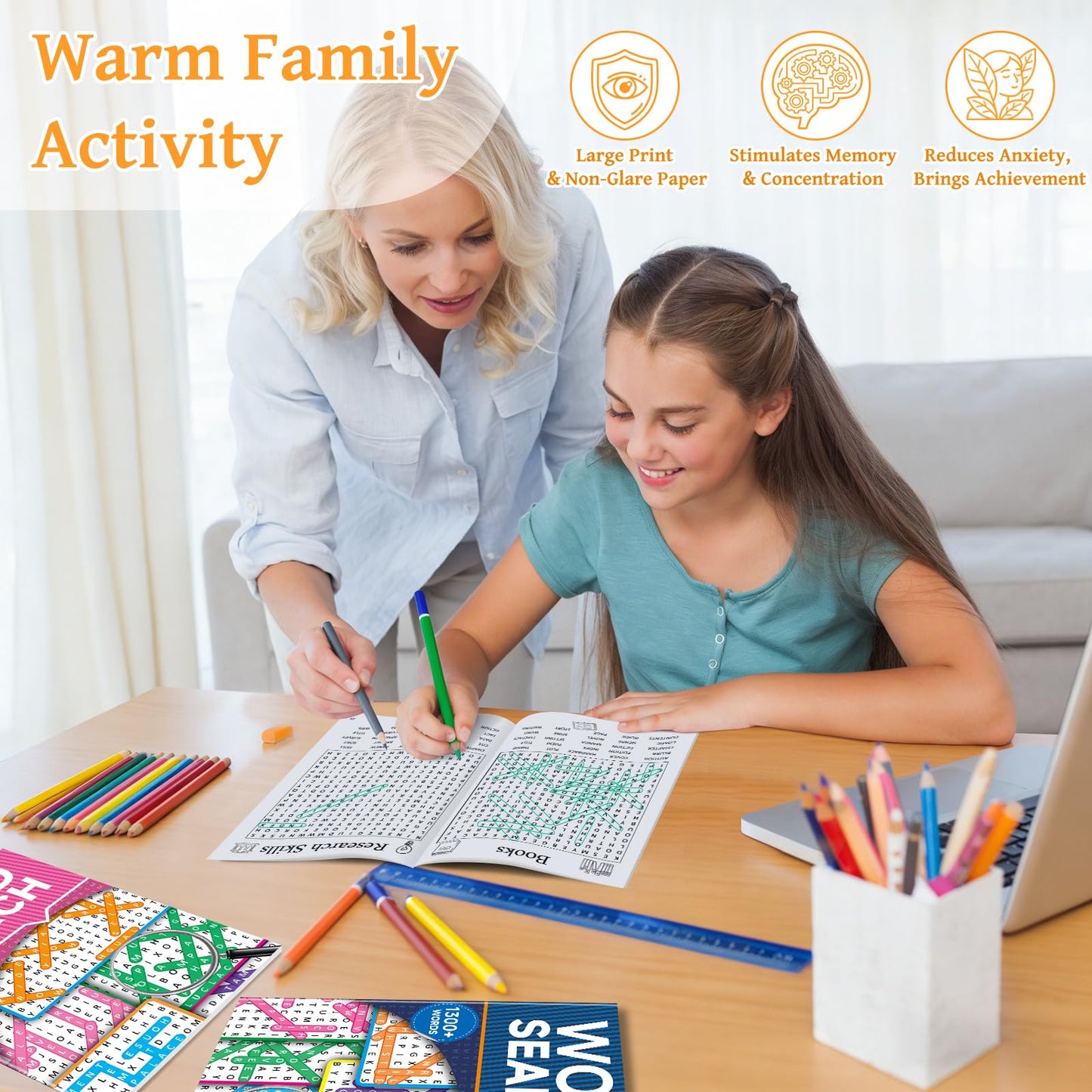 Elfew 8000+ Large Print Word Search 6-Pack — 330+ Themes & Shaped Puzzles