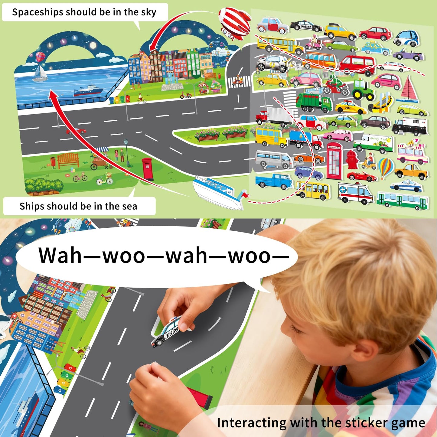 Elfew 2 Pack Puffy Sticker Books for Kids Ages 3-5 | Construction & Vehicle 3D Reusable Stickers