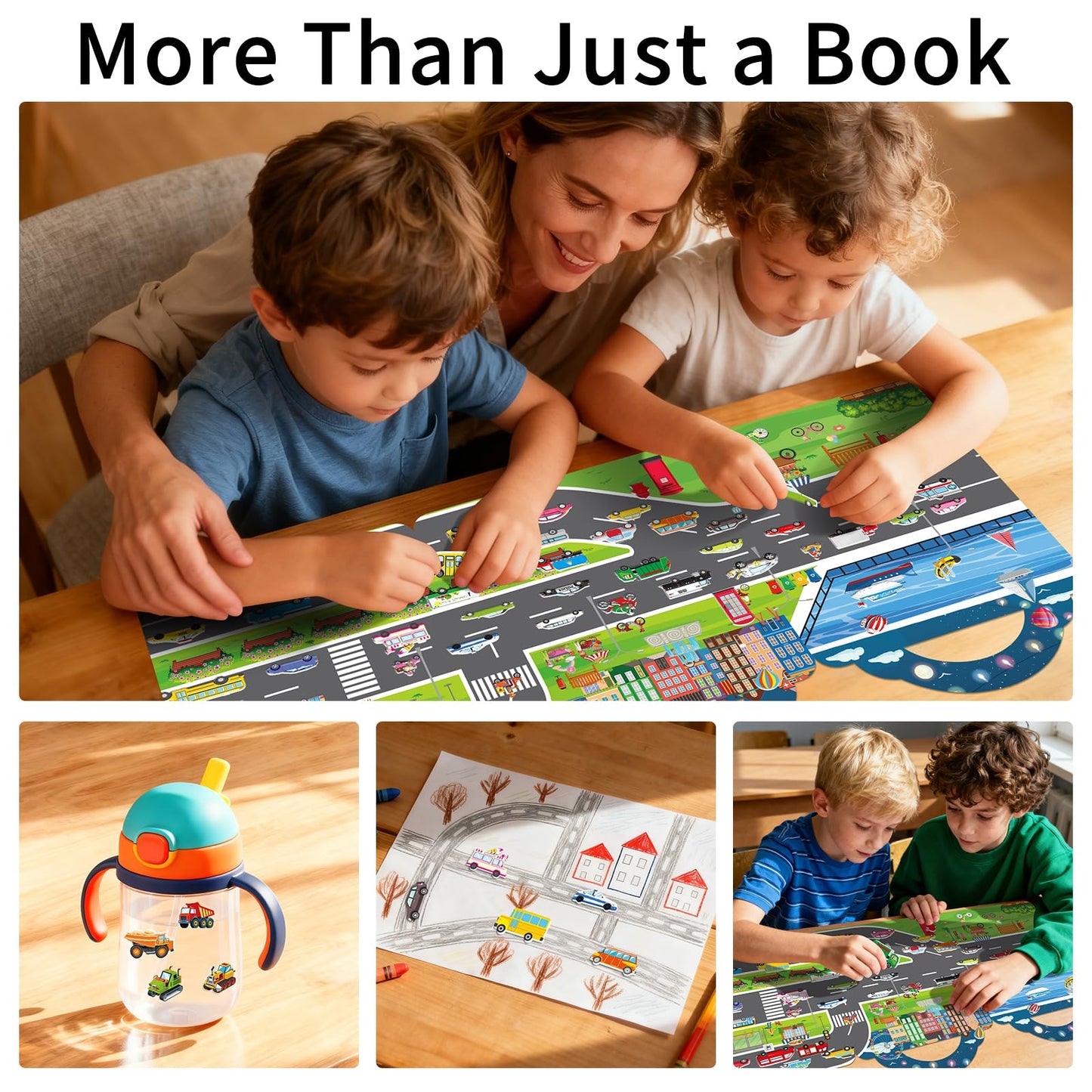 Elfew 2 Pack Puffy Sticker Books for Kids Ages 3-5 | Construction & Vehicle 3D Reusable Stickers
